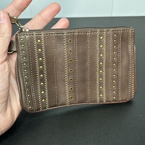 Fossil Small Wristlet Wallet With Embellishments Stripes Brown 6 x 4 Inches - Picture 3 of 11
